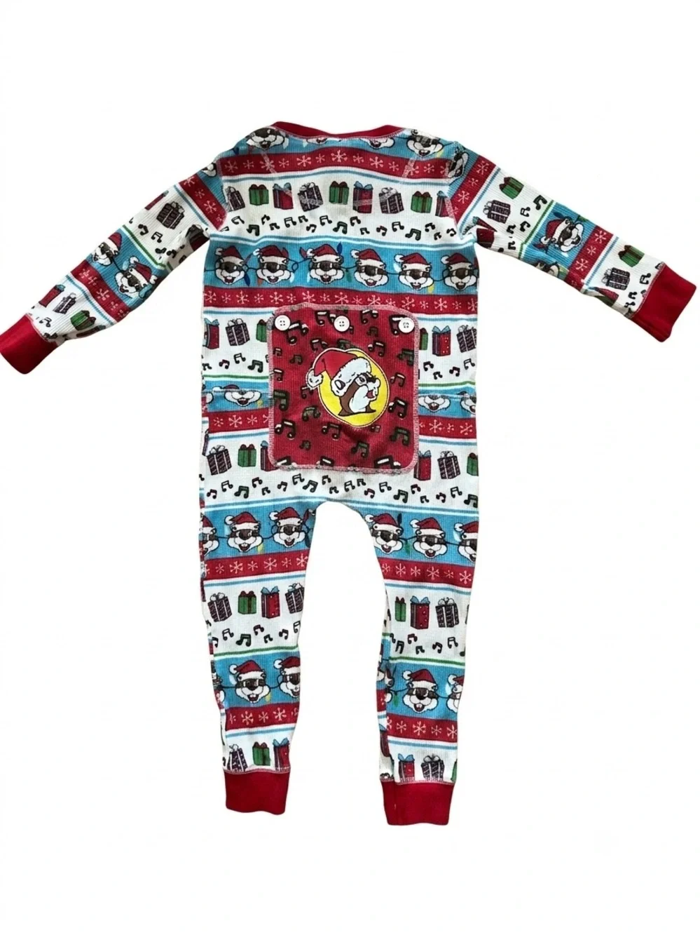 Buc-ee's Christmas Waffle Knit Pajama Onesie Faux Butt Flap Kids Size 5T